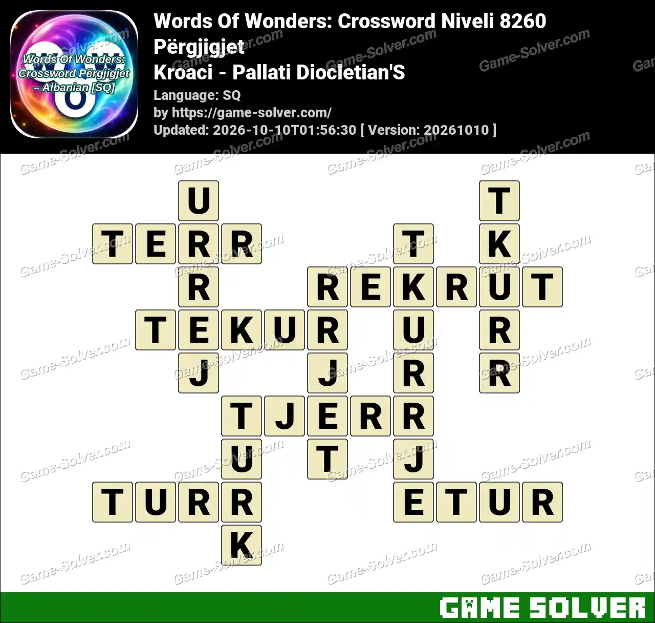 Words Of Wonders: Crossword Niveli 8260 Përgjigjet – Kroaci – Pallati Diocletian’S